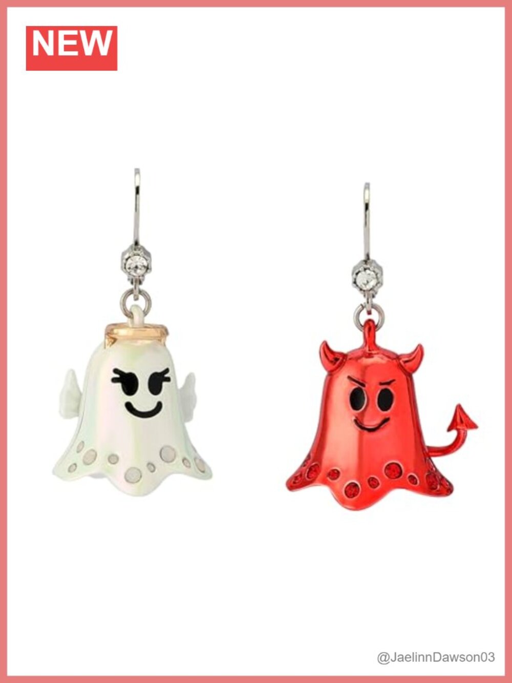 Betsey Johnson Halloween Ghost Dangle Earrings Lever Back 1.5 Inch